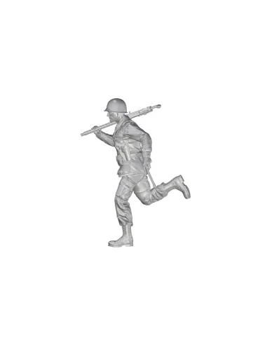 US WW2 Soldier (101 Airborne) Running w.M2 Machine Gun over his Sho...