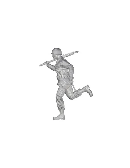US WW2 Soldier (101 Airborne) Running w.M2 Machine Gun over his Sho...