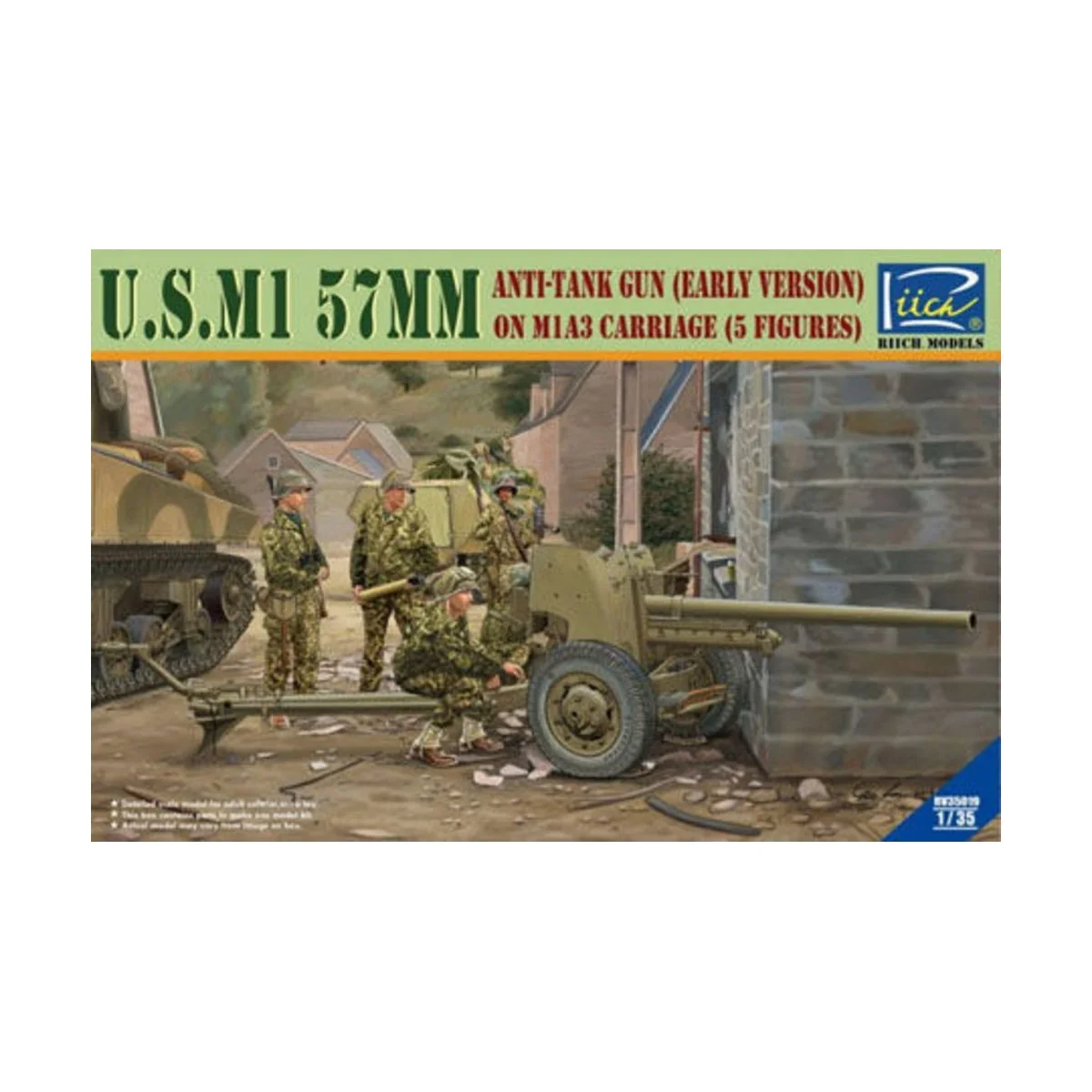 U.S.M1 57mm anti-tank Gun early version on M1A3 Carriage w/Crews (5...