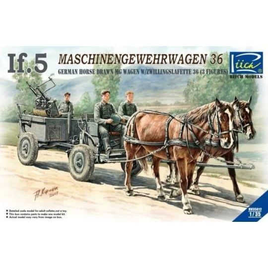 WWII German IF-5 Horse Drawn MG Wagon with Zwillingslafette, 1/35 -...