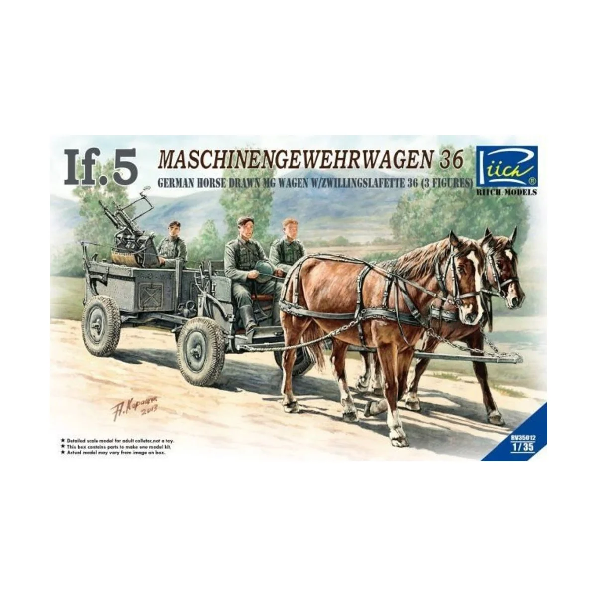 WWII German IF-5 Horse Drawn MG Wagon with Zwillingslafette, 1/35 -...