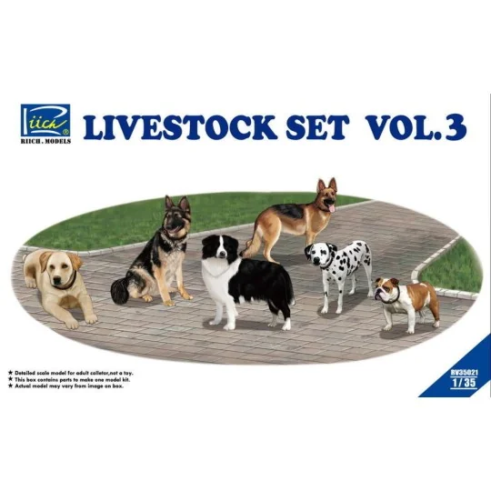 Livestock Set Vol.3 (six dogs), 1/35 - Riich Models RV35021