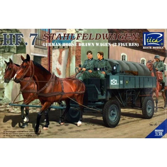 German Hf.7 Horse drawn Steel field wage w/2Horses &2 Figures, 1/35...