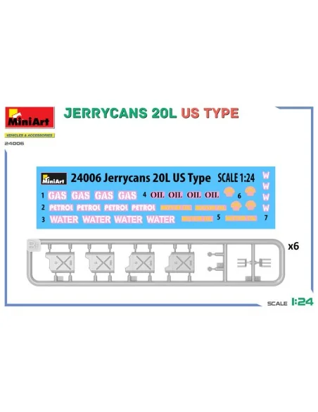 [NO_DESC] Jerrycans 20L US Type, 1/24 - MiniArt 24006