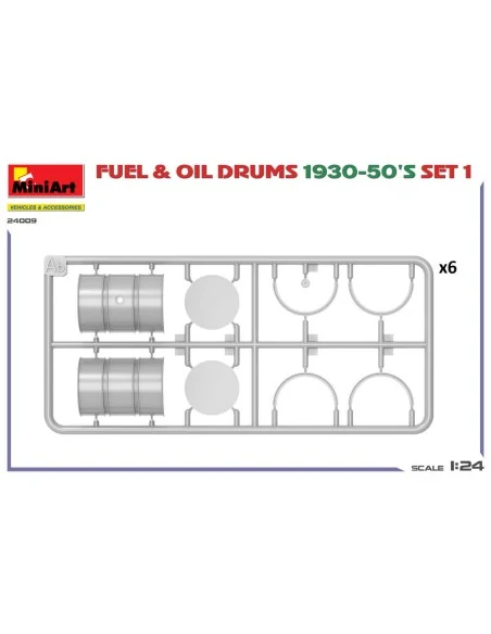 Fuel & Oil Drums 1930-50's Set 1 (German Type), 1/24 - MiniArt 24009