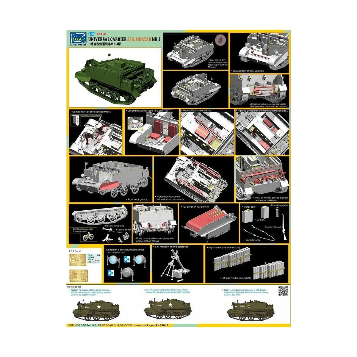 Universal Carrier 3 in. Mortar Mk.1, 1/35 - Riich Models RV35017