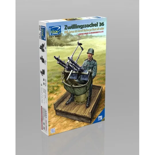 WWII German Zwillingssockel 36 Anti-Aircraft MG Mount w.Solider(inc... WWII German Zwillingssockel 36 Anti-Aircraft MG Mount w.Solider(inc...