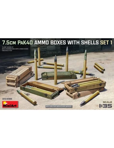7.5cm PaK40 Ammo Boxes w/Shells Set 1, 1/35 - MiniArt 35398
