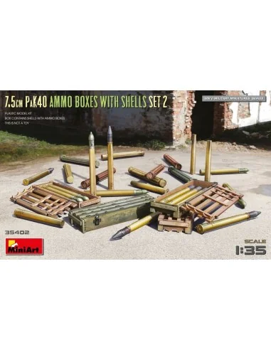 7.5cm PaK40 Ammo Boxes w/Shells Set 2, 1/35 - MiniArt 35402