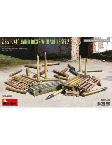 7.5cm PaK40 Ammo Boxes w/Shells Set 2, 1/35 - MiniArt 35402