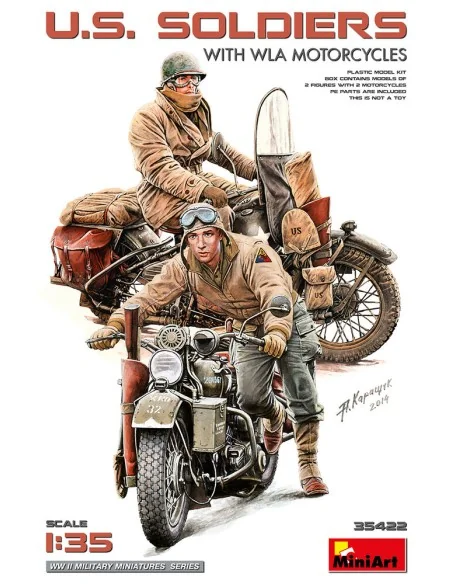 U.S. Soldiers w/ WLA Motorcycles, 1/35 - MiniArt 35422