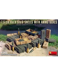 7, 5 cm Kw.K Stu.G Shells with Ammo Boxes, 1/35 - MiniArt 35457