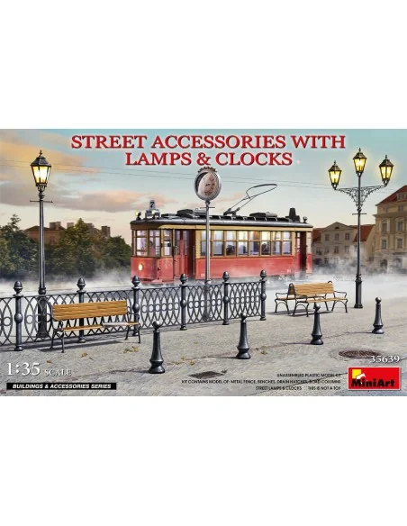 Street Accessories With Lamps & Clocks, 1/35 - MiniArt 35639