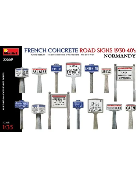 French Concrete Road Signs 1930-40's. Normandy, 1/35 - MiniArt 35669