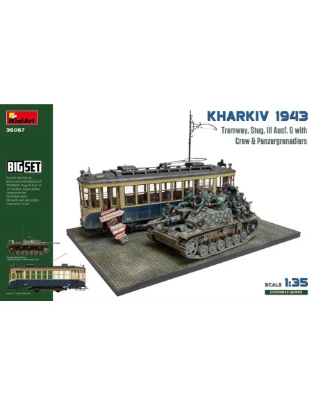 Kharkiv 1943: Tram & Stug. III Ausf. G w/Crew. Big Set, 1/35 - Mini...