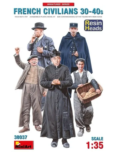 French Civilians '30-'40s. Resin Heads, 1/35 - MiniArt 38037