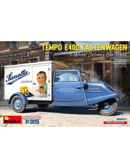Tempo E400 Kastenwagen 3-Wheel Delivery Box Track, 1/35 - MiniArt 3...