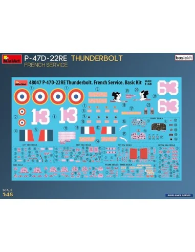 P-47D-22RE Thunderbolt. French Service. Basic Kit, 1/48 - MiniArt 4...