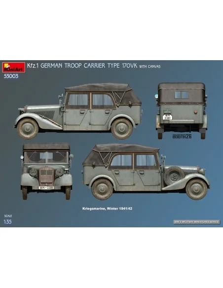 Kfz.1 German Troop Carrier Type 170VK w/Canvas, 1/35 - MiniArt 53003