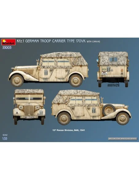 Kfz.1 German Troop Carrier Type 170VK w/Canvas, 1/35 - MiniArt 53003