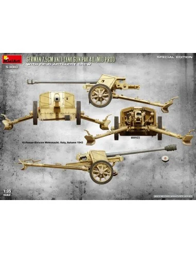 German 7.5cm Anti-Tank Gun PaK 40. Mid Prod w/ Artillery Crew. Spec...