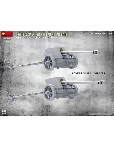 German 7.5cm Anti-Tank Gun PaK 40. Mid Prod w/ Artillery Crew. Spec...