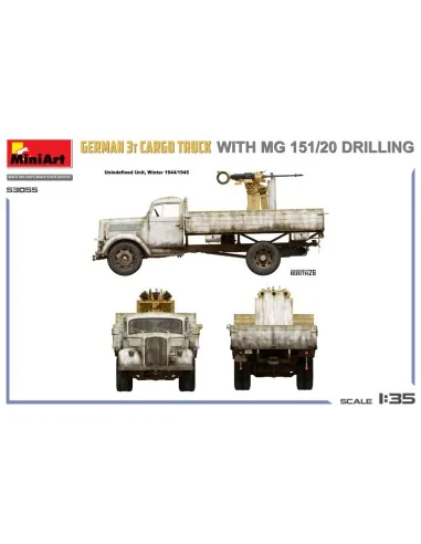 German 3t Cargo Truck with MG 151/20 Drilling, 1/35 - MiniArt 53055