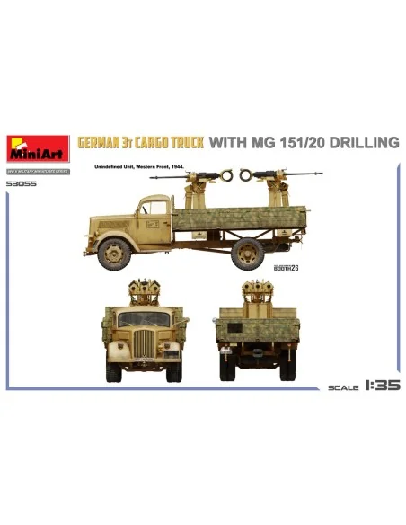 German 3t Cargo Truck with MG 151/20 Drilling, 1/35 - MiniArt 53055