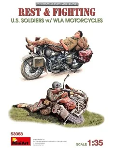 Rest & Fighting. U.S. Soldiers w/ WLA Motorcycles, 1/35 - MiniArt 5...