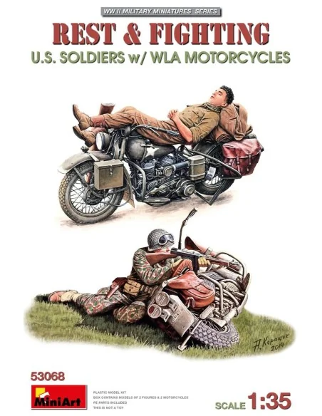 [NO_DESC] Rest & Fighting. U.S. Soldiers w/ WLA Motorcycles, 1/35 -...