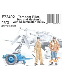 Tempest Pilot, Dog and Mechanic with Accumulator Trolley, 1/72 - CM...