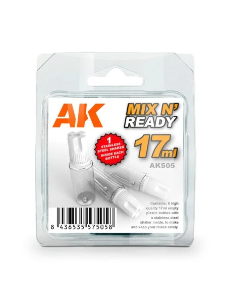 MIX AND READY - Acrylics (6 Empty, 17ml jars WITH SHAKER BALL) - AK...