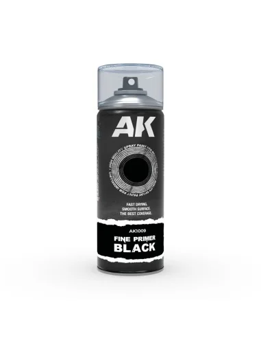 Fine Primer Black - Spray 400ml (Includes 2 nozzles) - AK Interacti...