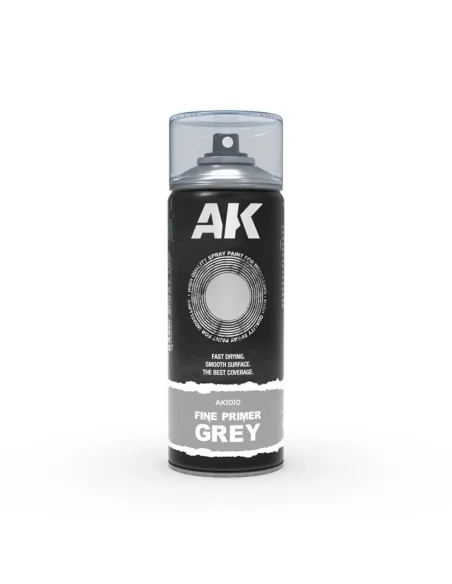 Fine Primer Grey - Spray 400ml (Includes 2 nozzles) - AK Interactiv...