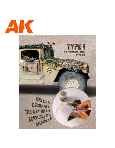 REGULAR CAMOUFLAGE NET Type 1 PERSONALIZED WHITE - AK Interactive A...