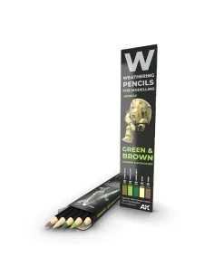 WATERCOLOR PENCIL SET GREEN AND BROWN CAMOUFLAGES SET - AK Interact...