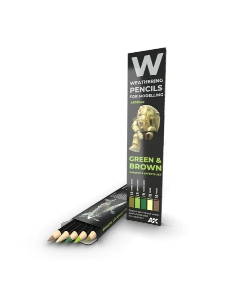 WATERCOLOR PENCIL SET GREEN AND BROWN CAMOUFLAGES SET - AK Interact...