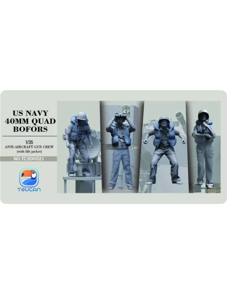 ANTI-AIRCRAET GUN CREW (with life jacket), 1/35 - Toucan Model TC3D...
