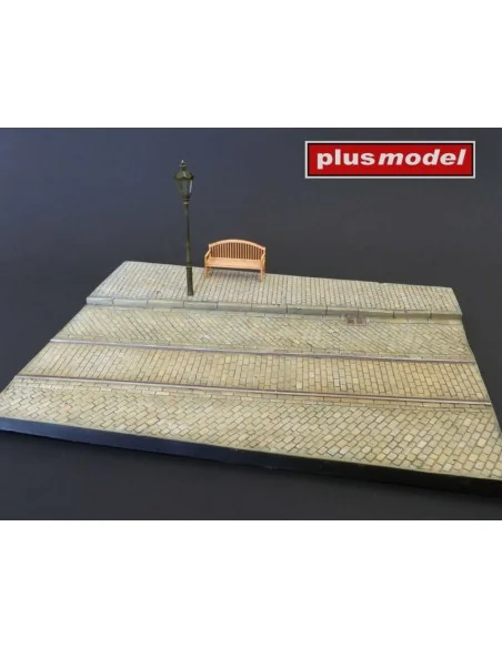 Display base - Cobblestone street wit tram tracks, 1/35 - Plus mode...