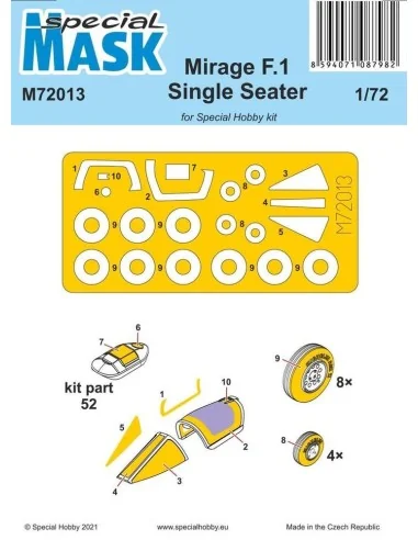Mirage F.1 Single Seater Mask, 1/72 - Special Hobby 100-M72013