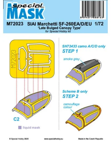 SIAI-Marchetti SF-260EA/D/EU Late Bulged Canopy Type Mask, 1/72 - S...
