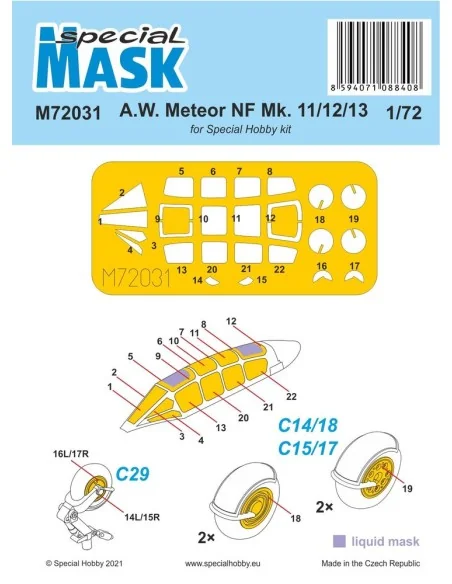 [NO_DESC] A.W. Meteor NF Mk.11/12/13 MASK, 1/72 - Special Hobby 100...