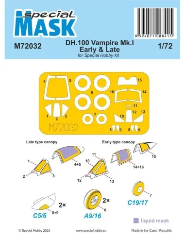 DH.100 Vampire Mk.I Early & Late MASK, 1/72 - Special Hobby 100-M72032