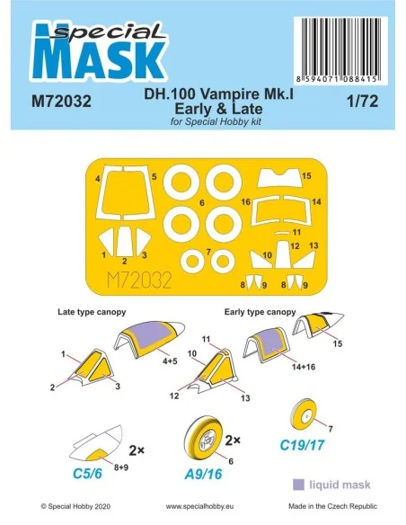 DH.100 Vampire Mk.I Early & Late MASK, 1/72 - Special Hobby 100-M72032