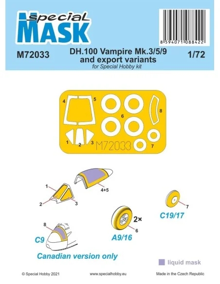 [NO_DESC] DH.100 Vampire Mk.3/5/9 and export variants MASK, 1/72 - ...