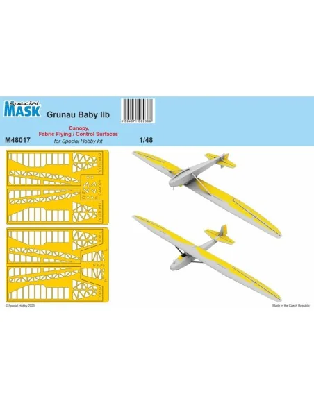 Grunau Baby IIB Mask Canopy, Fabric Flying / Control Surfaces, 1/48...