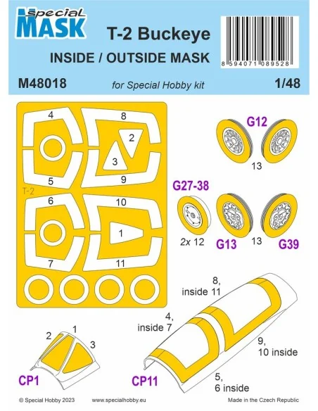 T-2 Buckeye Inside/Otside MASK, 1/48 - Special Hobby 100-M48018
