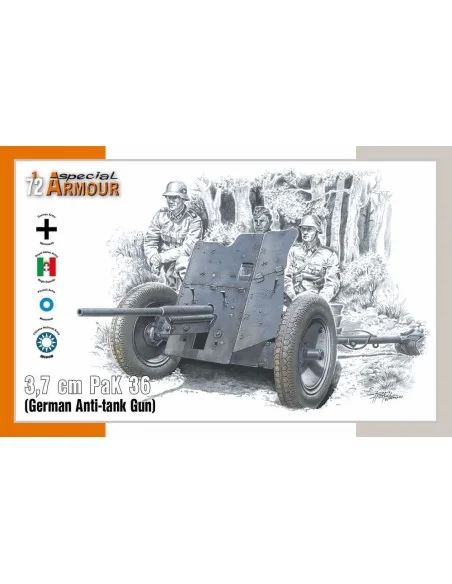 3, 7 cm PaK 36 German Anti-tank Gun, 1/72 - Special Hobby 100-SA72024
