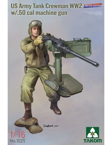 US Army Tank Crewman WW2 w/ .50 cal Machine Gun, 1/16 - Takom TAK1025
