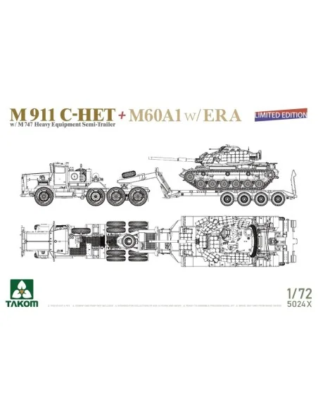 M911 C-HET w/M747 Heavy Equipment Semi-Trailer + M60A1 w/ERA, 1/72 ...